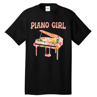 Funny Piano Music Instrument Musician Piano Girl Tall T-Shirt