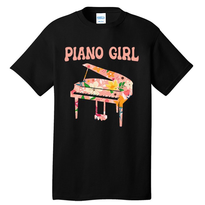 Funny Piano Music Instrument Musician Piano Girl Tall T-Shirt