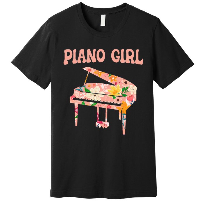 Funny Piano Music Instrument Musician Piano Girl Premium T-Shirt