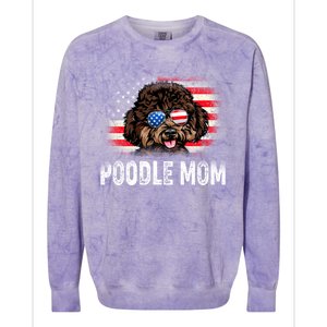 Fun Poodle Mom American Flag Mothers Day Funny Gift Colorblast Crewneck Sweatshirt