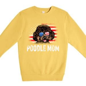 Fun Poodle Mom American Flag Mothers Day Funny Gift Premium Crewneck Sweatshirt