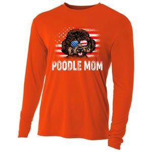 Fun Poodle Mom American Flag Mothers Day Funny Gift Cooling Performance Long Sleeve Crew