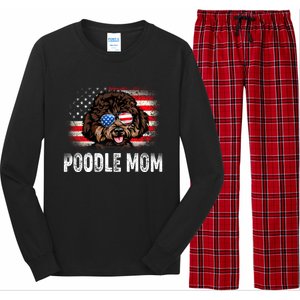 Fun Poodle Mom American Flag Mothers Day Funny Gift Long Sleeve Pajama Set