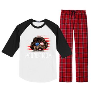 Fun Poodle Mom American Flag Mothers Day Funny Gift Raglan Sleeve Pajama Set