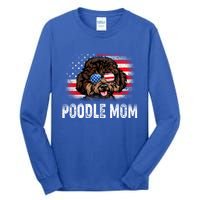 Fun Poodle Mom American Flag Mothers Day Funny Gift Tall Long Sleeve T-Shirt