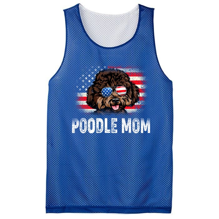 Fun Poodle Mom American Flag Mothers Day Funny Gift Mesh Reversible Basketball Jersey Tank