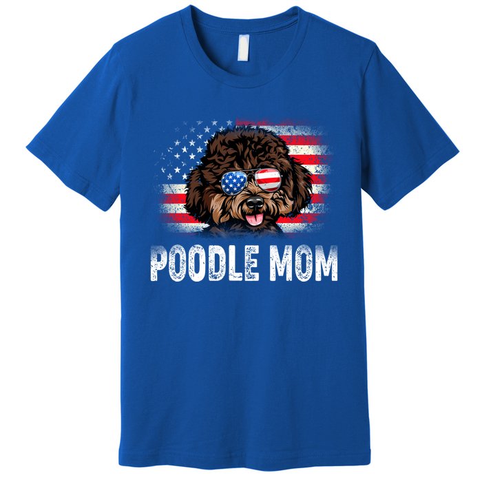 Fun Poodle Mom American Flag Mothers Day Funny Gift Premium T-Shirt