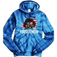 Fun Poodle Mom American Flag Mothers Day Funny Gift Tie Dye Hoodie