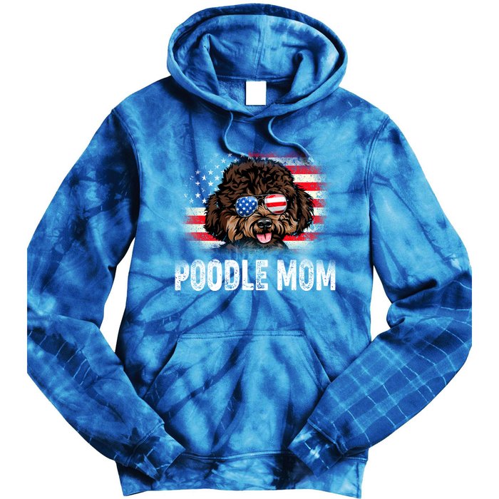 Fun Poodle Mom American Flag Mothers Day Funny Gift Tie Dye Hoodie