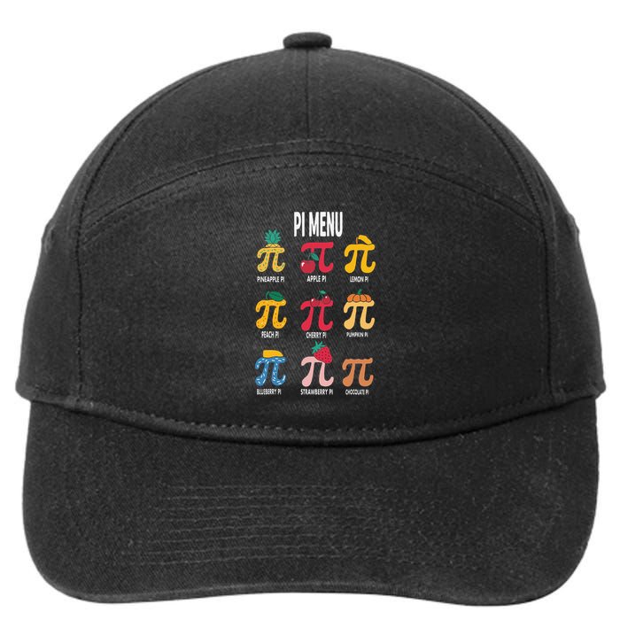 Funny Pi Menu Math Nerd present for Pi Day and Teachers 7-Panel Snapback Hat