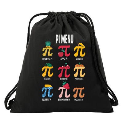 Funny Pi Menu Math Nerd present for Pi Day and Teachers Drawstring Bag