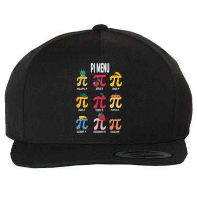 Funny Pi Menu Math Nerd present for Pi Day and Teachers Wool Snapback Cap