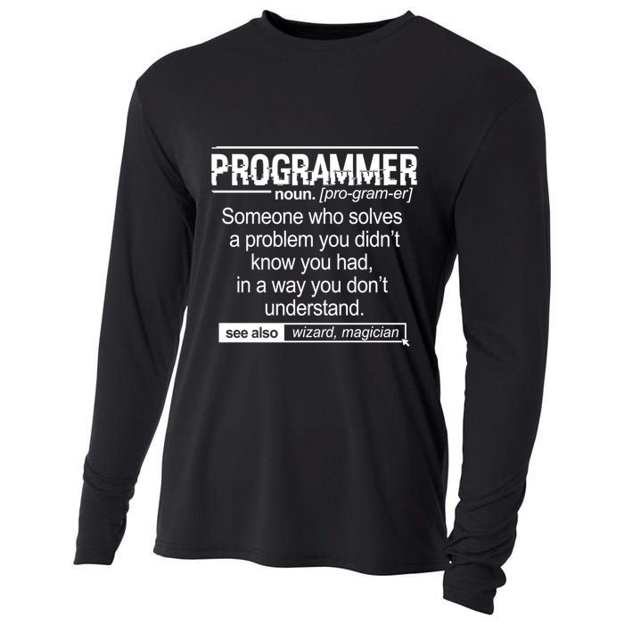 Funny Programmer Meaning Computer Coder Wizard Magician Gift Cooling Performance Long Sleeve Crew