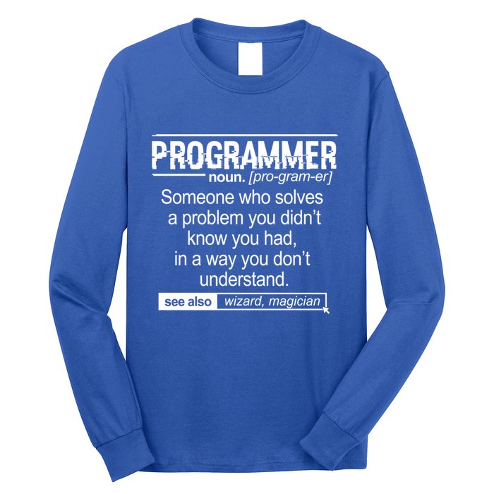 Funny Programmer Meaning Computer Coder Wizard Magician Gift Long Sleeve Shirt