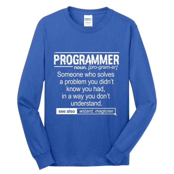 Funny Programmer Meaning Computer Coder Wizard Magician Gift Tall Long Sleeve T-Shirt