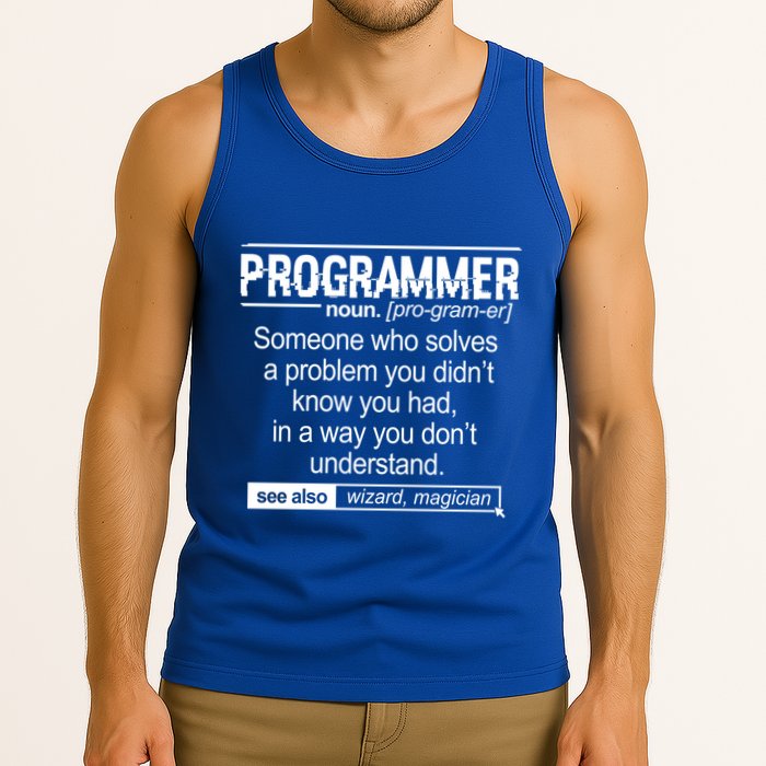 Funny Programmer Meaning Computer Coder Wizard Magician Gift Tank Top