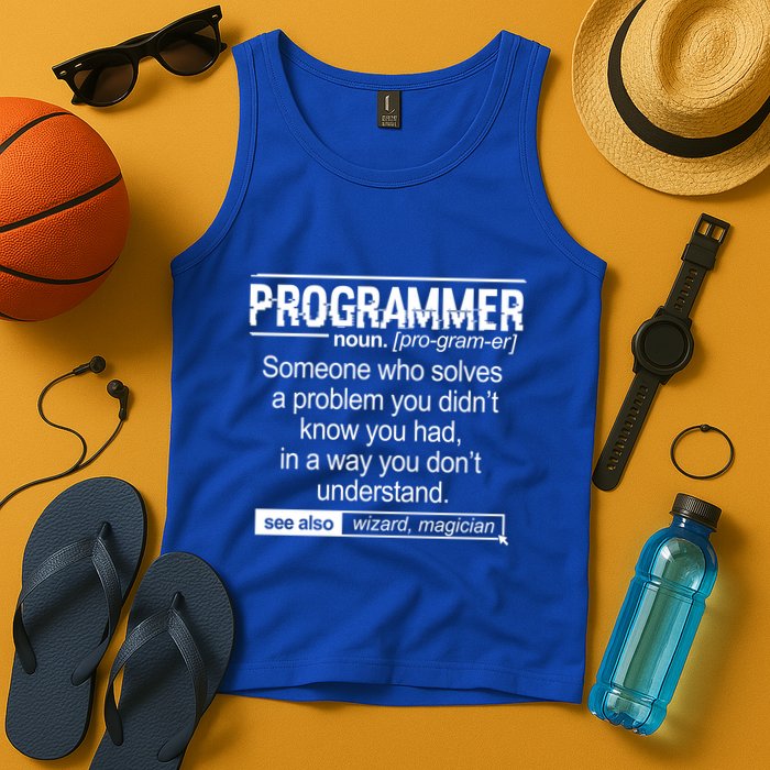Funny Programmer Meaning Computer Coder Wizard Magician Gift Tank Top