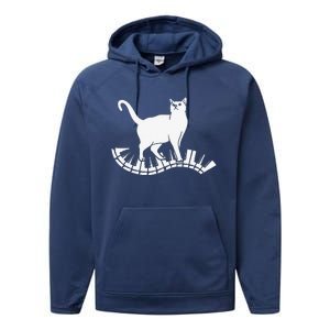 Funny Piano Music Cat Design Women Cat Piano Lovers Performance Fleece Hoodie