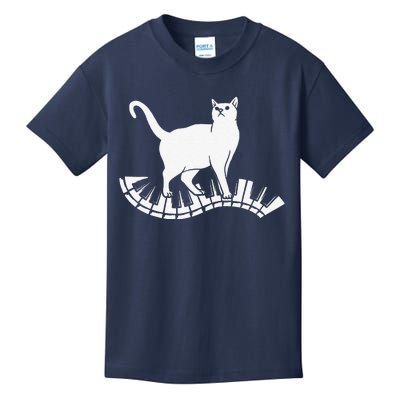 Funny Piano Music Cat Design Women Cat Piano Lovers Kids T-Shirt