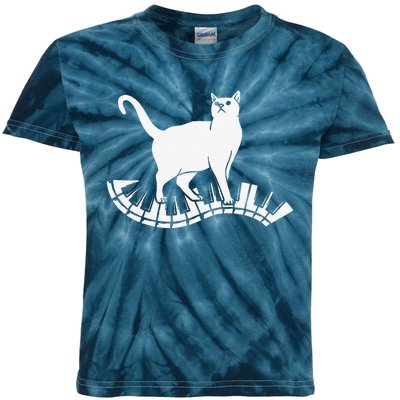 Funny Piano Music Cat Design Women Cat Piano Lovers Kids Tie-Dye T-Shirt