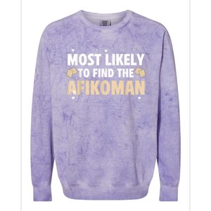 Funny Passover Most Likely To Find The Afikoman Matzah Matzo Colorblast Crewneck Sweatshirt