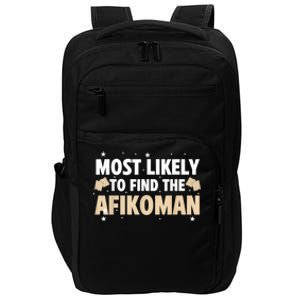 Funny Passover Most Likely To Find The Afikoman Matzah Matzo Impact Tech Backpack