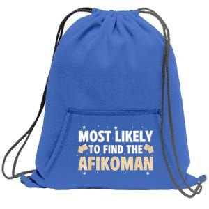 Funny Passover Most Likely To Find The Afikoman Matzah Matzo Sweatshirt Cinch Pack Bag