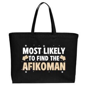 Funny Passover Most Likely To Find The Afikoman Matzah Matzo Cotton Canvas Jumbo Tote