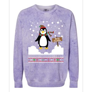 Funny Penguin Merry Christmas Pajama Meaningful Gift Colorblast Crewneck Sweatshirt