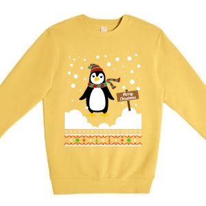 Funny Penguin Merry Christmas Pajama Meaningful Gift Premium Crewneck Sweatshirt