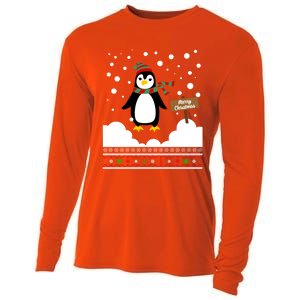 Funny Penguin Merry Christmas Pajama Meaningful Gift Cooling Performance Long Sleeve Crew