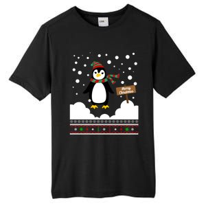 Funny Penguin Merry Christmas Pajama Meaningful Gift Tall Fusion ChromaSoft Performance T-Shirt