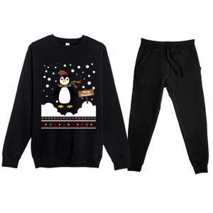 Funny Penguin Merry Christmas Pajama Meaningful Gift Premium Crewneck Sweatsuit Set