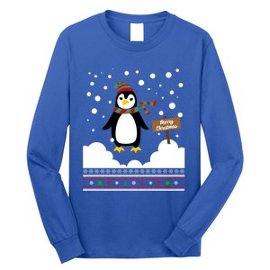 Funny Penguin Merry Christmas Pajama Meaningful Gift Long Sleeve Shirt