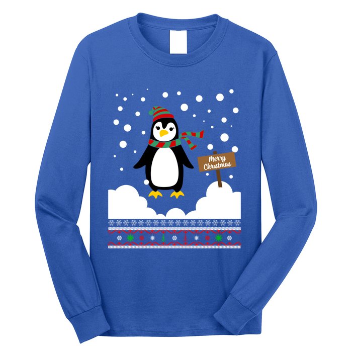 Funny Penguin Merry Christmas Pajama Meaningful Gift Long Sleeve Shirt