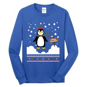 Funny Penguin Merry Christmas Pajama Meaningful Gift Tall Long Sleeve T-Shirt