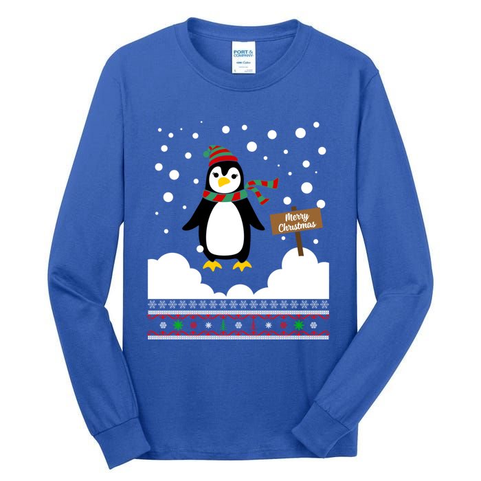 Funny Penguin Merry Christmas Pajama Meaningful Gift Tall Long Sleeve T-Shirt