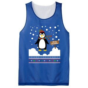 Funny Penguin Merry Christmas Pajama Meaningful Gift Mesh Reversible Basketball Jersey Tank