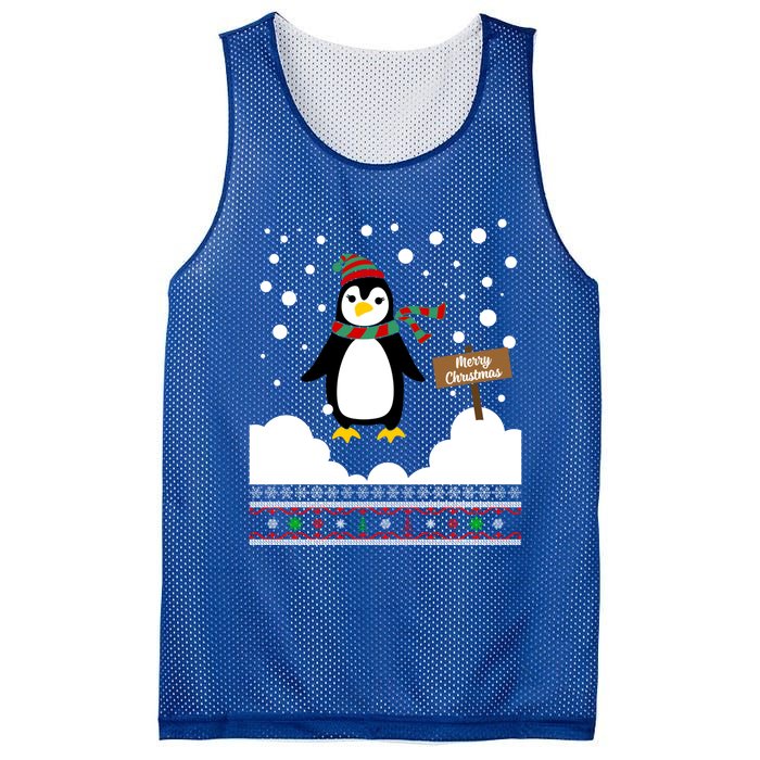 Funny Penguin Merry Christmas Pajama Meaningful Gift Mesh Reversible Basketball Jersey Tank