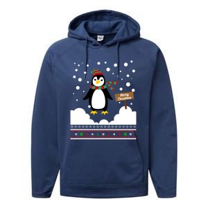 Funny Penguin Merry Christmas Pajama Meaningful Gift Performance Fleece Hoodie