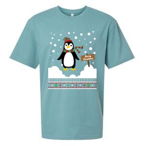 Funny Penguin Merry Christmas Pajama Meaningful Gift Sueded Cloud Jersey T-Shirt