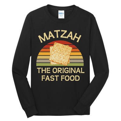 Funny Passover Matzah The Original Fast Food Seder Matzo Tall Long Sleeve T-Shirt
