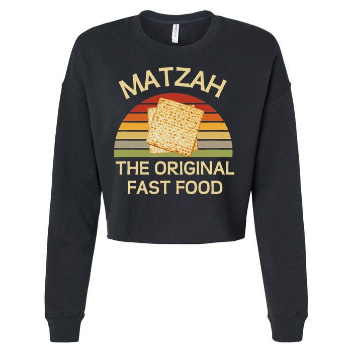 Funny Passover Matzah The Original Fast Food Seder Matzo Cropped Pullover Crew