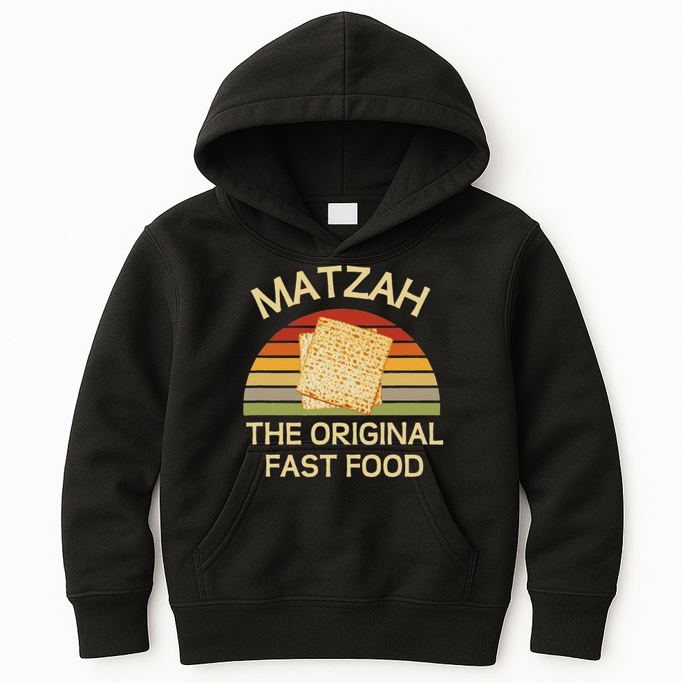 Funny Passover Matzah The Original Fast Food Seder Matzo Kids Hoodie