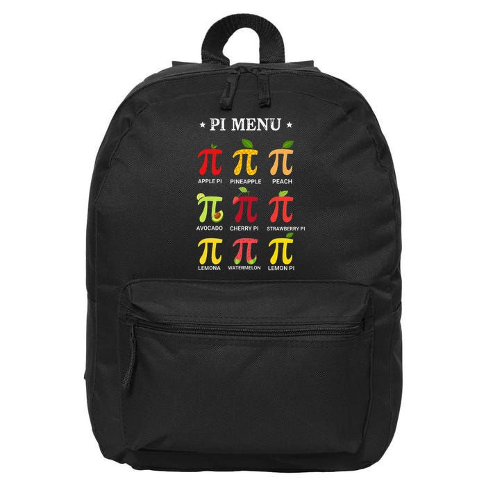 Funny Pi Menu Pi Day 314 Math Teacher fruit pie 16 in Basic Backpack