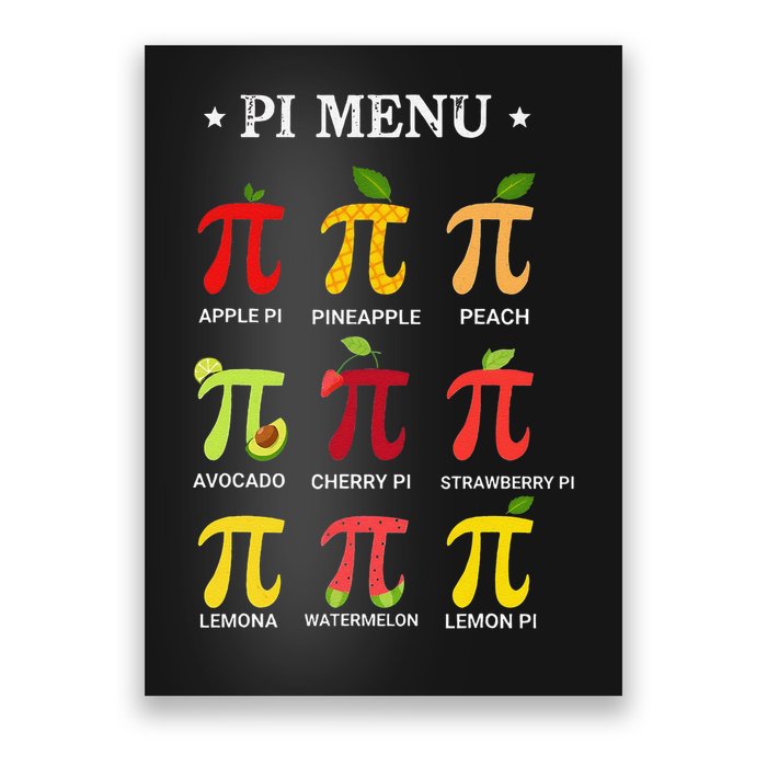 Funny Pi Menu Pi Day 314 Math Teacher fruit pie Poster