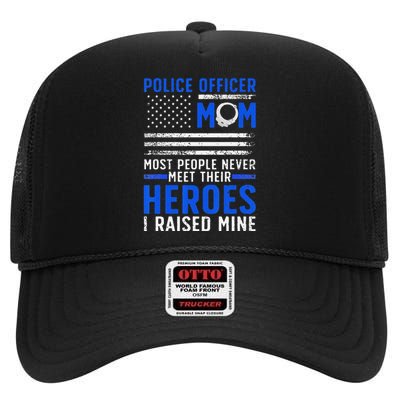 Funny Police Mom Art For Cop Mother Women Police Officer Lovers High Crown Mesh Back Trucker Hat