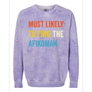 Funny Passover Most Likely To Find The Afikoman Matzah Matzo Colorblast Crewneck Sweatshirt