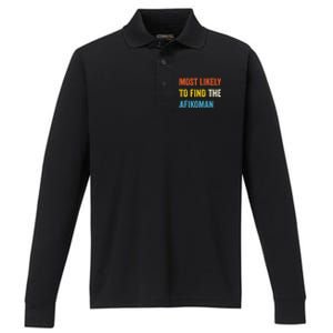 Funny Passover Most Likely To Find The Afikoman Matzah Matzo Performance Long Sleeve Polo