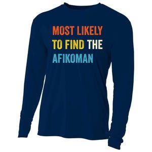 Funny Passover Most Likely To Find The Afikoman Matzah Matzo Cooling Performance Long Sleeve Crew